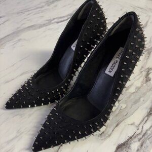 Spike Stud Black Suede High Heels